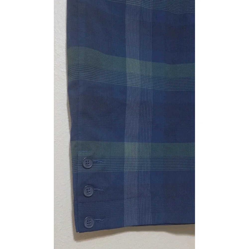 Nike Golf Shorts Women Blue Sports Plaid Shorts Sz 10 Button Tennis Outdoor EUC‎